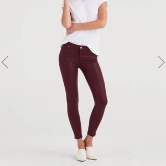 EUC 7 For All Mankind Skinny Coated Bordeaux Ankle Jeans Size 30 - Picture 2 of 9